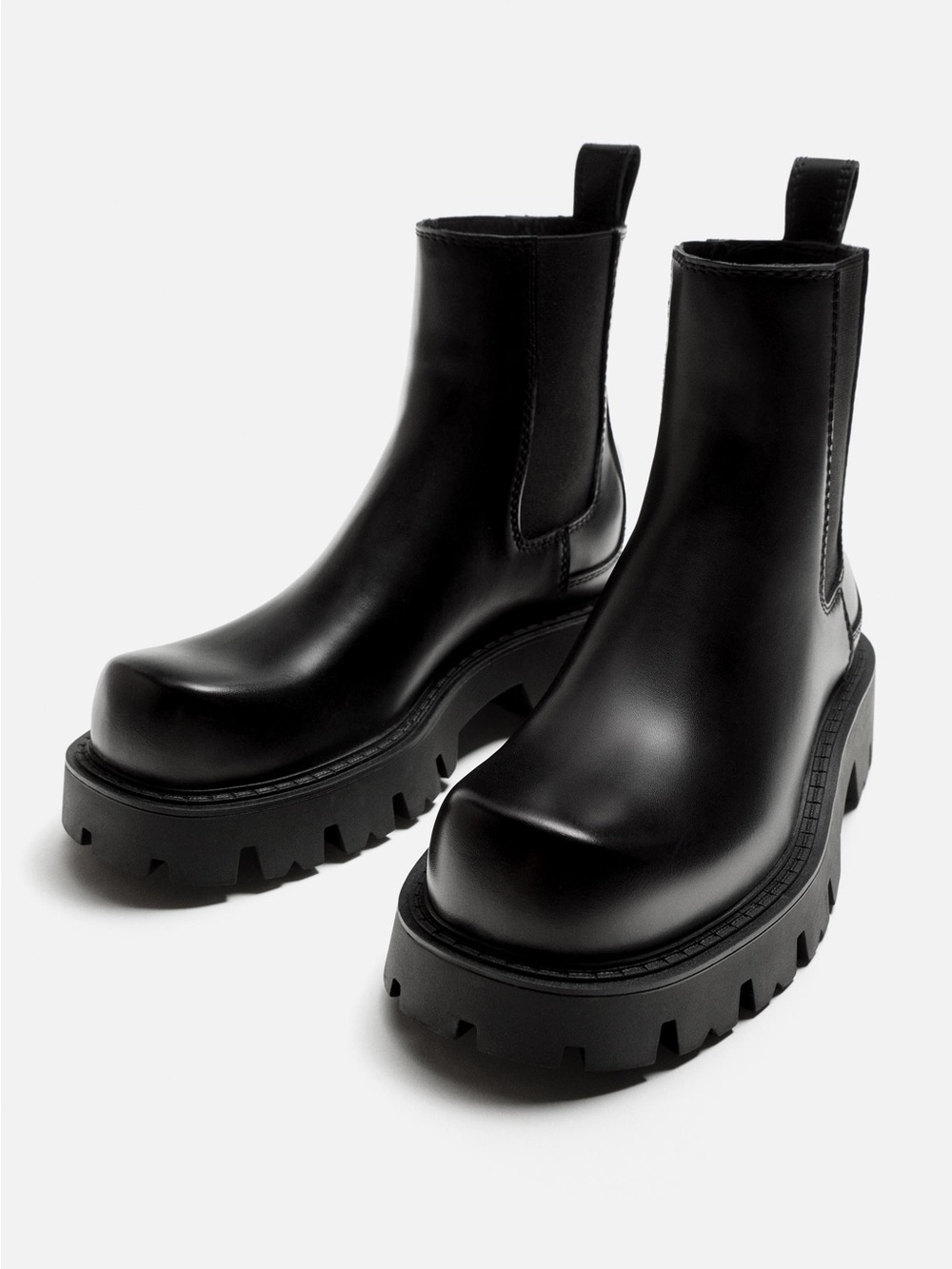 Zara Black Chunky Chelsea Ankle Boots